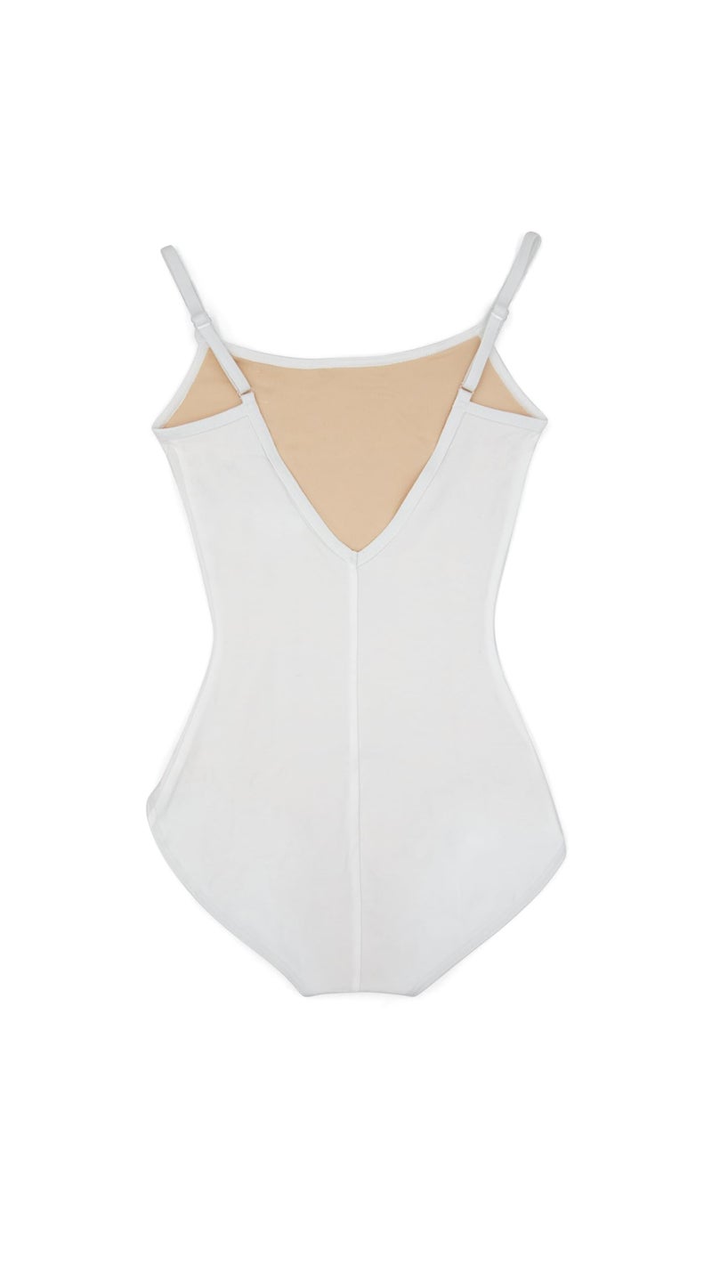 Capezio ليوتارد كاميسول مع أحزمة قابلة للتعديل للنساء من كابيزيو - تصميم مريح مع ياقة على شكل مغرفة لرياضة الجمباز، ظهر على شكل V معتدل، ملاءمة مرنة، أبيض، كبير - Image 2